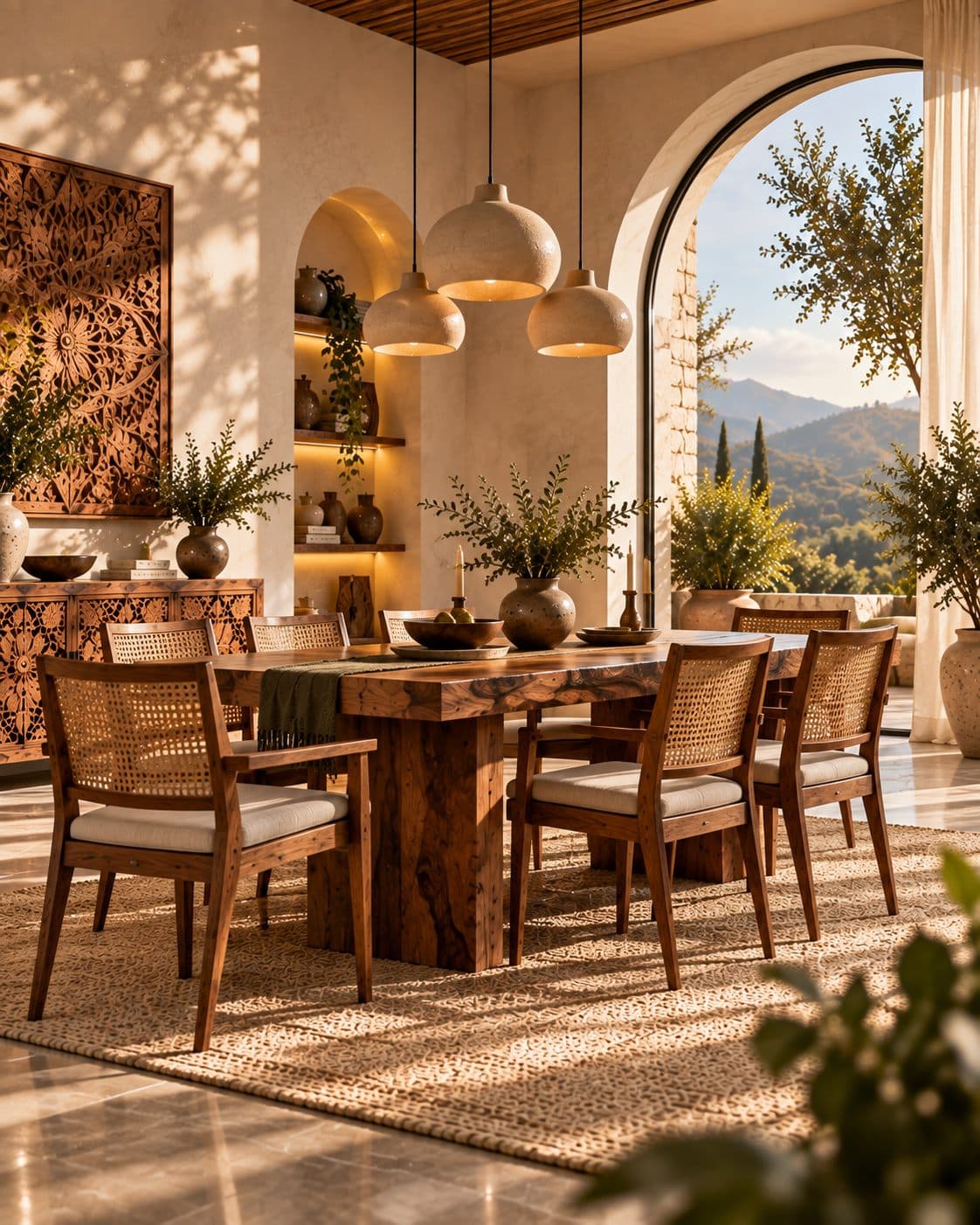 A solid wood dining room