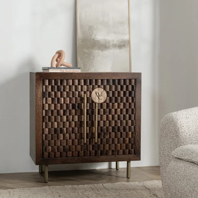 Mango Wood Hand-Carved Bar Cabinet, another view