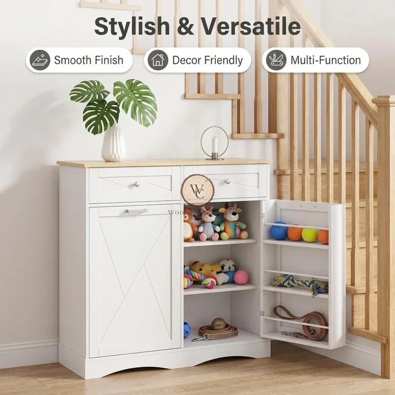 Acacia Wood Feeding/Storage Cabinet, another view