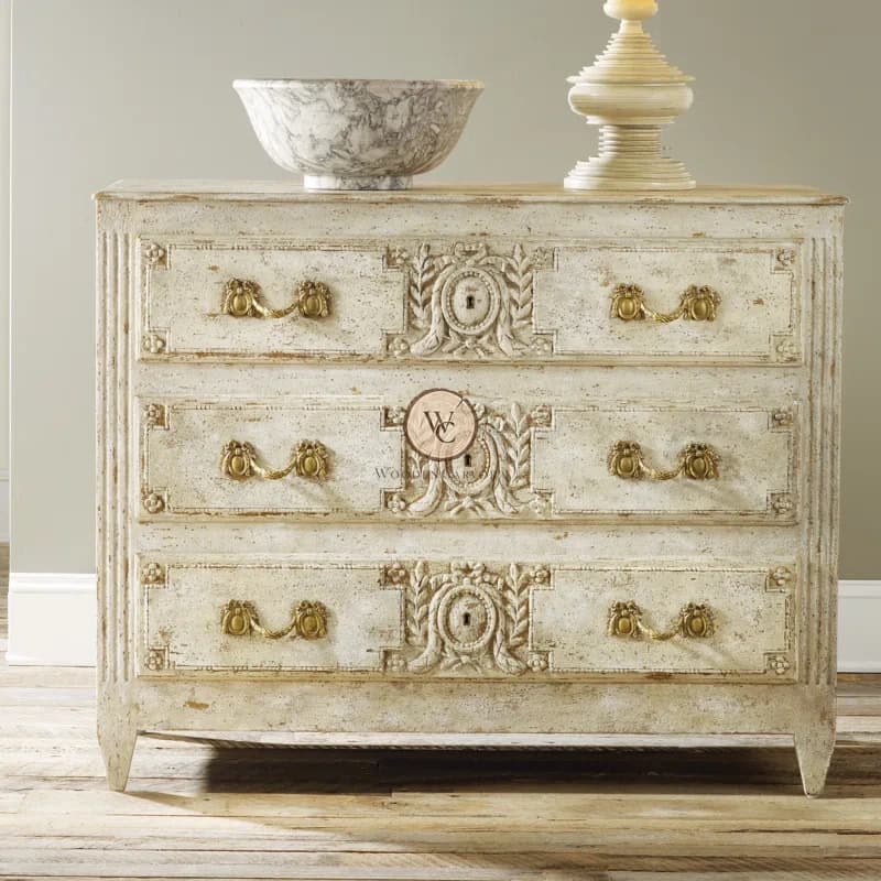 Sheesham Wood Hand-Carved 3-Drawer Dresser, another view
