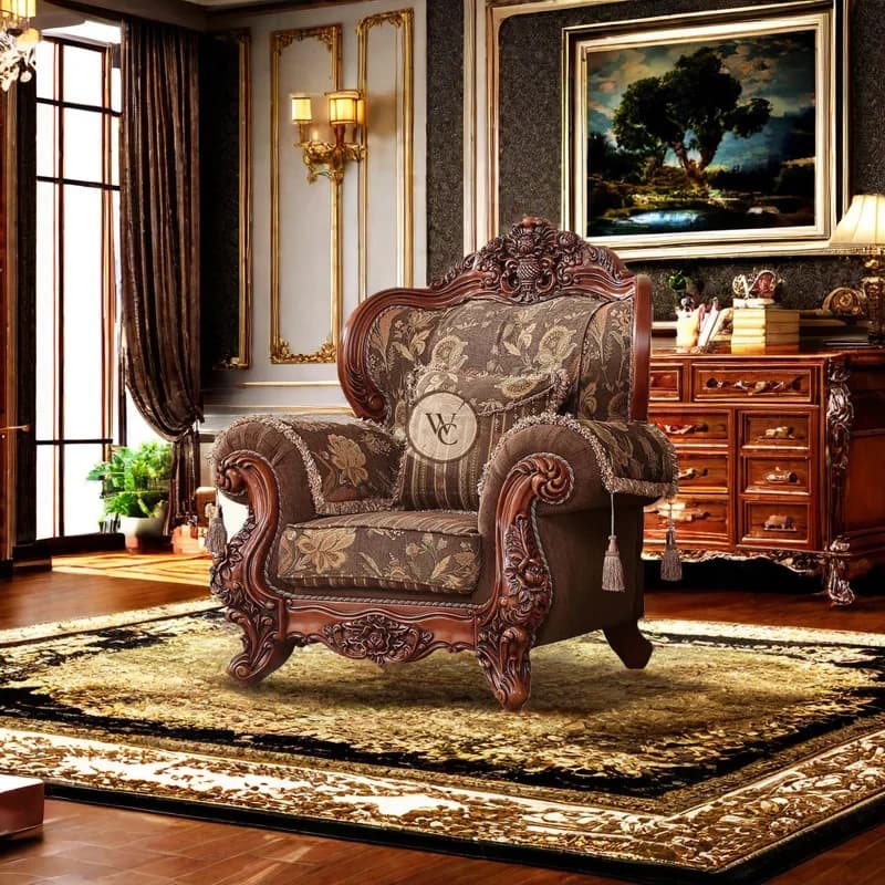 Sheesham Wood Hand-Carved Carved Wood Armchair