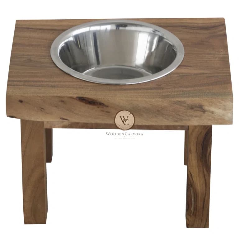 Acacia Wood Pet Bowl & Feeder