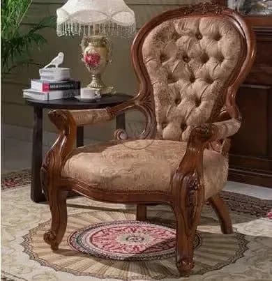 Handicrafts Teak Wood Royal Comfortable Chair, another view